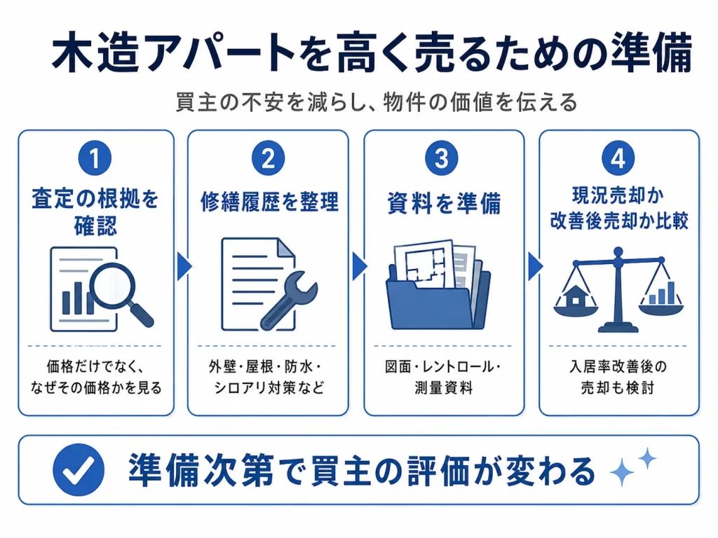 木造アパートを高く売却するための準備