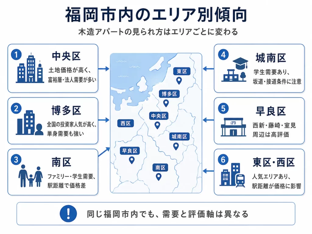 福岡市の木造アパート売却、エリア別の傾向
